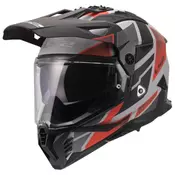Enduro kaciga za motor LS2 Pioneer II Block (MX702), crna/siva/crvena