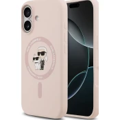 Karl Lagerfeld Liquid Silicone Karl and Choupette MagSafe Zadní Kryt pro iPhone 17 Pink