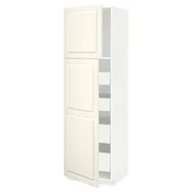 METOD/MAXIMERA Visoka omara z 2 vrati/4 predali, bela/Bodbyn krem bela, 60x60x200 cm
