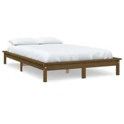 Vidaxl Posteljni okvir medeno rjav 140x200 cm trdna borovina