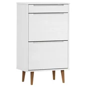 Vidaxl omara za čevlje MOLDE bela 59,5x35x103 cm trdna borovina