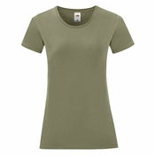 Olive Iconic Womens T-shirt in combed cotton Fruit of the Loom