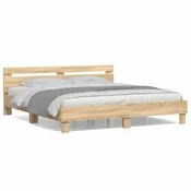 Vidaxl Posteljni okvir z vzglavjem sonoma hrast 180x200 cm inž. les