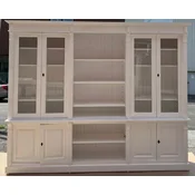 Casa Padrino country style cabinet white 286 x 51 x H. 228 cm - Solid wood bookcase - Living room cabinet - Shelf cabinet - Office cabinet - Country Style Furniture
