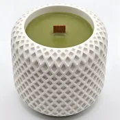 Sveča Mozaik - Bela / Olivno Zelena / Green Leaf KP40282