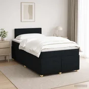 vidaXL Postelja boxspring z vzmetnico Črna 120 x 200 cm Blago