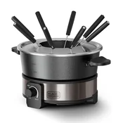 Fondue set Black+Decker, BXFC1000E, plynulý termostat, hrnec z nerez oceli, 8 barevných vidliček, 1500 W