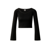 Womens black with a short rib and a wide V-neck with long sleeves