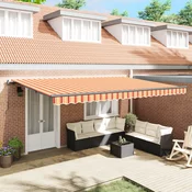 vidaXL vidaXL Ročna retraktibilna tenda v rumeni in oranžni barvi 500x350 cm, (22146047)