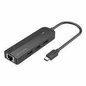 Vention USB-C to 3x USB 2.0, RJ45, Micro-B Hub TGOBB 0.15m, Black