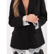 Črn blazer s čipkastimi detajli