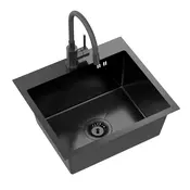 Jekleno pomivalno korito LUKE 100 Black