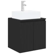 vidaXL Umivalnik s pritrditev na steno Črna 49,5 x 41 x 62,5 cm