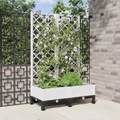 Vrtni saksija s rešetkom i kotacima Bijela 80 x 40 x 131,5 cm