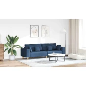 Sofa s jastukom Plava 250 x 77 x 76 cm tkanina