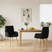 vidaXL Jedilni stoli 2 pcs Blago Črna 60 x 56 x 96 cm