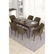 Hanah Home Set Trpezarijski sto i 6 stolica Eva, Braon