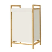 Songmics Košara za perilo 2 predelka 45x40x78 cm kremna