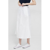 Pamucna suknja Deha boja: bijela, midi, širi se prema dolje