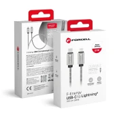 FORCELL USB-C–Lightning kabel Forcell F-Energy PD 3A 27 W Metal 1 m C238, srebrn