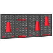 Homestar Stenski regal za shranjevanje 60x40x2 cm črno+rdeč