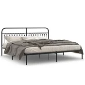 Vidaxl Kovinski posteljni okvir z vzglavjem črn 193x203 cm