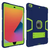 AVIZAR iPad 9 2021, iPad 8 2020 in iPad 7 2019, odporna na udarce, silikonska torbica s stojalom, posebna za otroke - modra/zelena, (21123729)