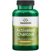 Swanson Aktivno oglje, 520 mg, 120 kapsul