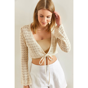 Bianco Lucci Womens Openwork Bolero Blouse