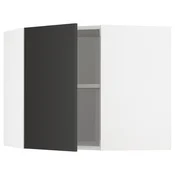 METOD Ugaoni zidni element s policama, bela/Nickebo boja antracita, mat, 68x60 cm