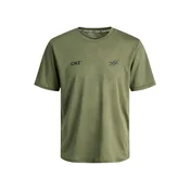 JACK & JONES Majica JCOCNZ PARIS oliva/črna