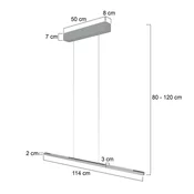 Steinhauer LED viseča svetilka Bande, gor/dol, jeklena, 120 cm, CCT, zatemnitev - Dnevna soba/jedilnica - Sodobni - jeklo - Kovina