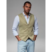 Ombre Fitted mens structured knit vest with lapels - olive