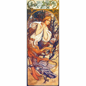Picture Reprodukcija Alfons Mucha - Proljece, 80 x 30 cm