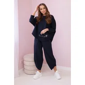Kesi Włoski Cotton sweatshirt pants set navy blue