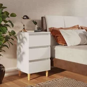 Nocni ormaric s nogama od masivnog drva bijeli 40 x 35 x 69 cm