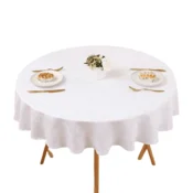 shumee Smiry vodoodporen prt, pralni, 140 cm, okrogel, dekorativen, velik, bel