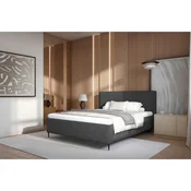 MID.YOU OBLAZINJENA POSTELJA 180 cm x 200 cm , les, tekstil, leseni material antracit
