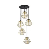 Lestenec na kablu DIAMOND 5xE27/15W/230V črna/zlata