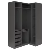 PAX / FYRUDDEN Ugaoni garderober, tamnosiva/plava, 161/111x236 cm