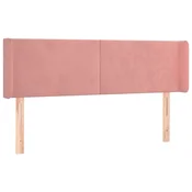 Vidaxl Vzglavje z ušesi roza 147x16x78/88 cm žamet