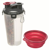 Trixie Potovalna plastenka za hrano in vodo + posoda 2x0,35 l/fi-11x23 cm