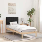 Vidaxl Posteljni okvir z oblazinjenim vzglavjem Črna 75 x 190 cm