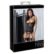 Abierta Fina Basque 85B/L Satin & Lace with Removable Rhinestone Chains OAF027C