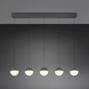Reality Leuchten LED viseča svetilka Senta, antracit, dolžina 114 cm, 3000 K, 5-svetilna. - Dnevna soba/jedilnica - Sodobni - antracit, črna - Plastika