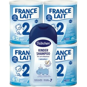 France Lait 2 naknadna mlečna formula za dojenčke od 6-12 mesecev 4x400g + Bübchen šampon