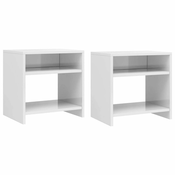 Vidaxl Nočne omarice 2 kosa visok sijaj bele 40x30x40 cm iverna plošča