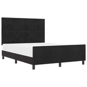 Vidaxl Postelja z vzmetnico z vzglavjem Črna 140 x 190 cm Žamet
