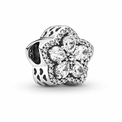 Pandora Bleščeča srebrna kroglica Peneča snežinka 799224C01 srebro 925/1000