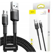shumee Vzdržljiv gibljiv kabel USB microUSB QC3.0 kabel 2.4A 1M črno-siv